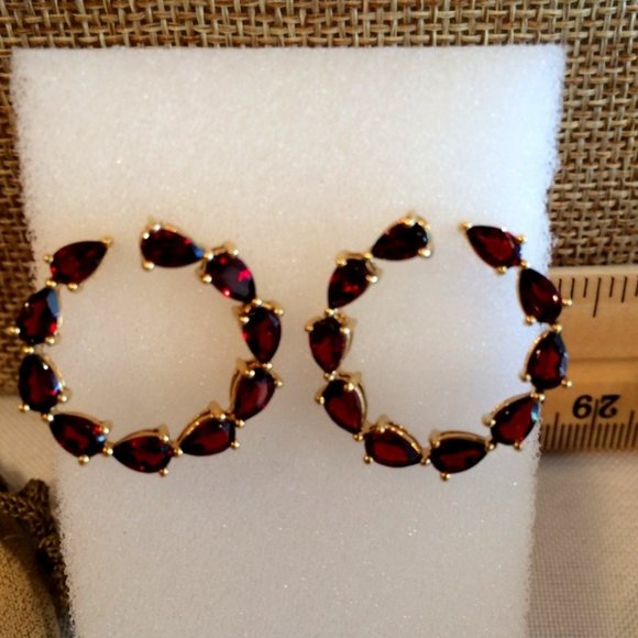 New Garnet Front Hoops YG - Picture 2 of 11